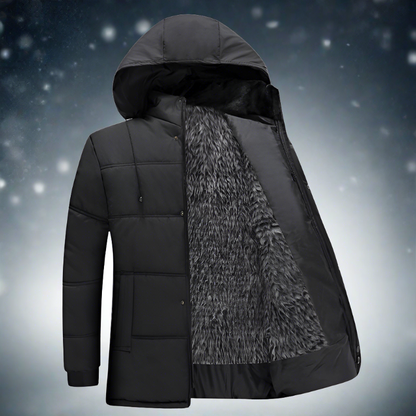 Herren Daunenjacke Warm Fleece Kapuze