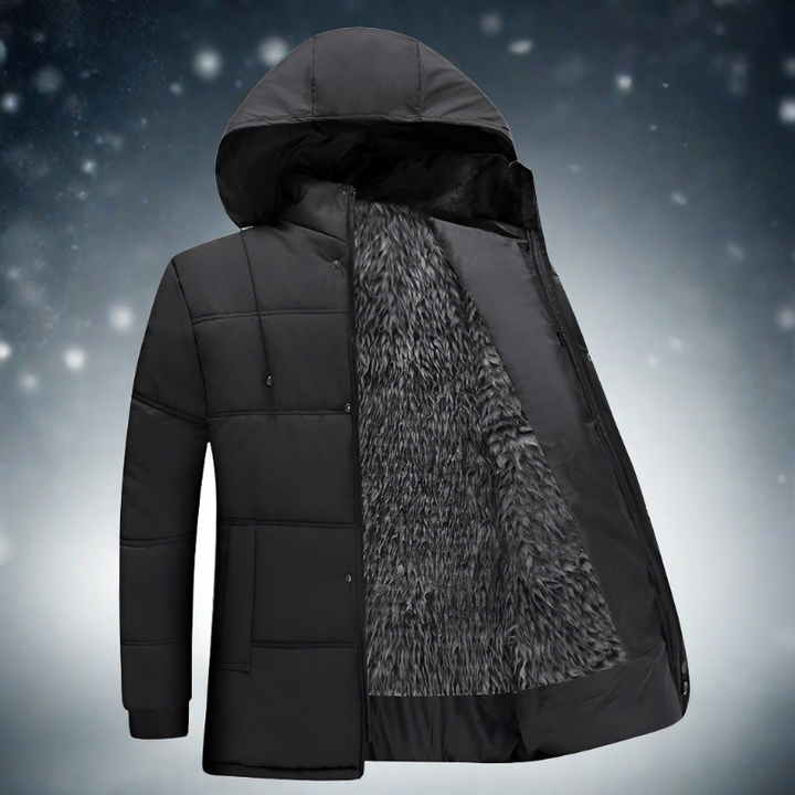 Herren Daunenjacke Warm Fleece Kapuze