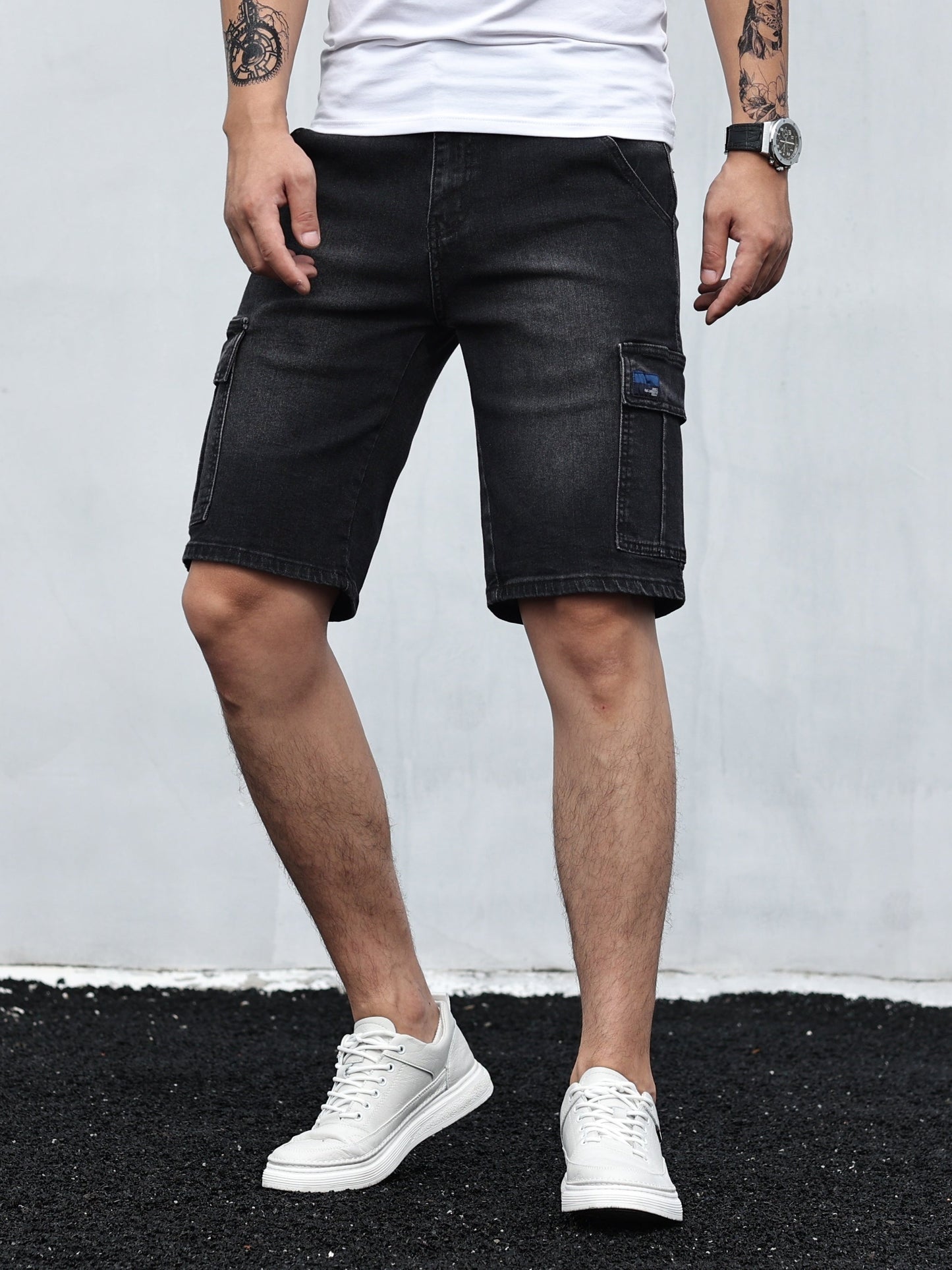 Bequeme Herren Cargo Shorts Denim Stretch