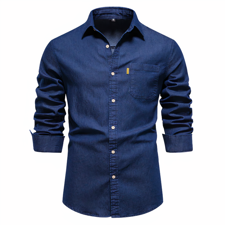 Herren Denim Hemd Modern Langarm