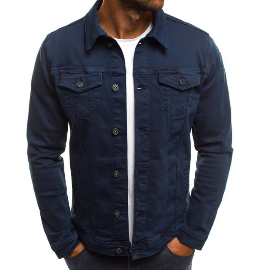 Herren Denimjacke Slim Fit Sommer Jeansjacke - IdealeKleiden