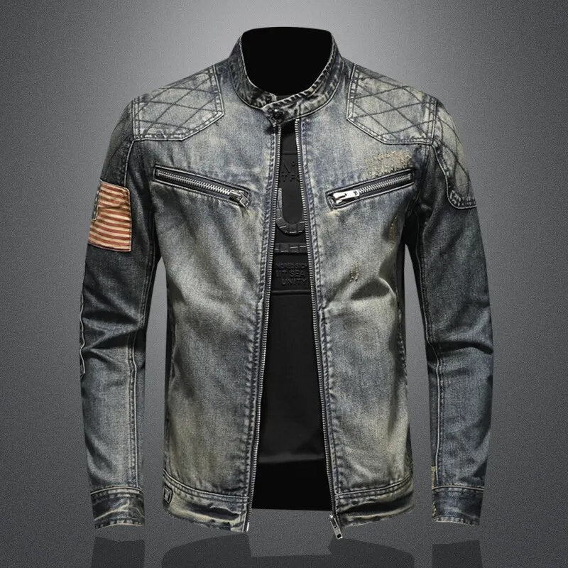 Herren Denimjacke Zip-Up Herbstmode