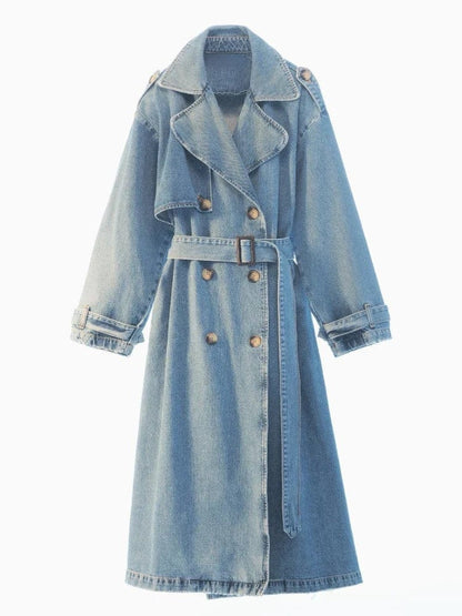 Klassischer Damen Trenchcoat Blau Elegantes Design