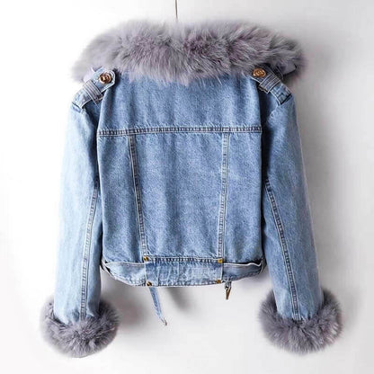 Elegante Pelzjacke Weich Plüschfutter - IdealeKleiden
