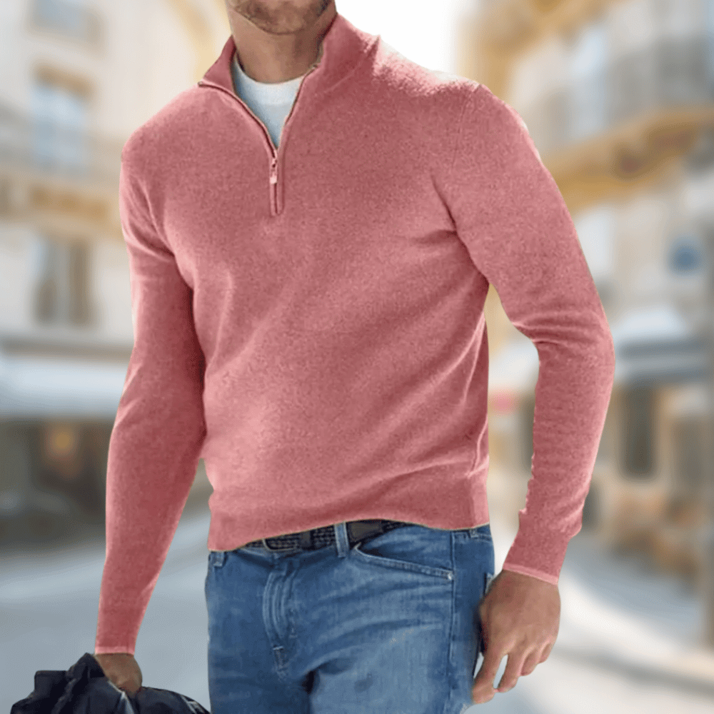Herren Pullover Reißverschluss Kragen Sportlich