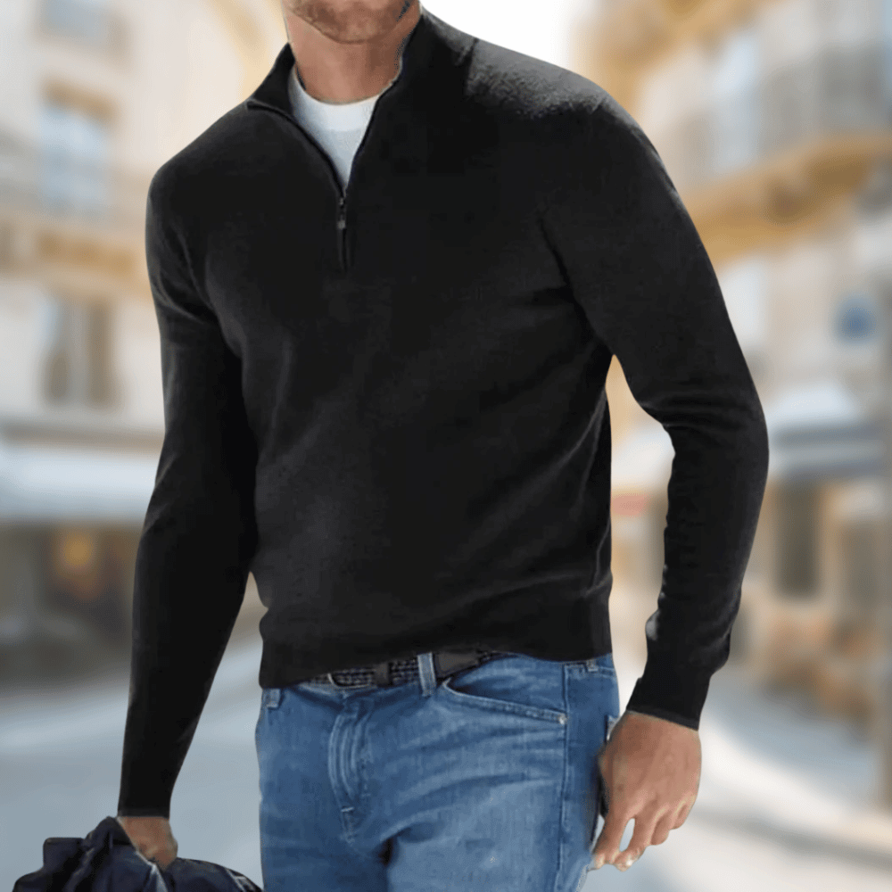 Herren Pullover Reißverschluss Kragen Sportlich