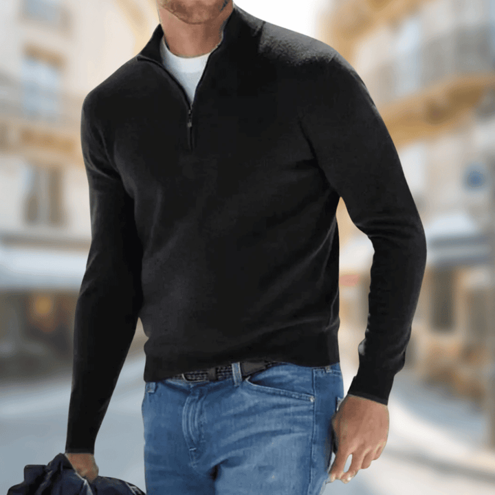 Herren Pullover Reißverschluss Kragen Sportlich