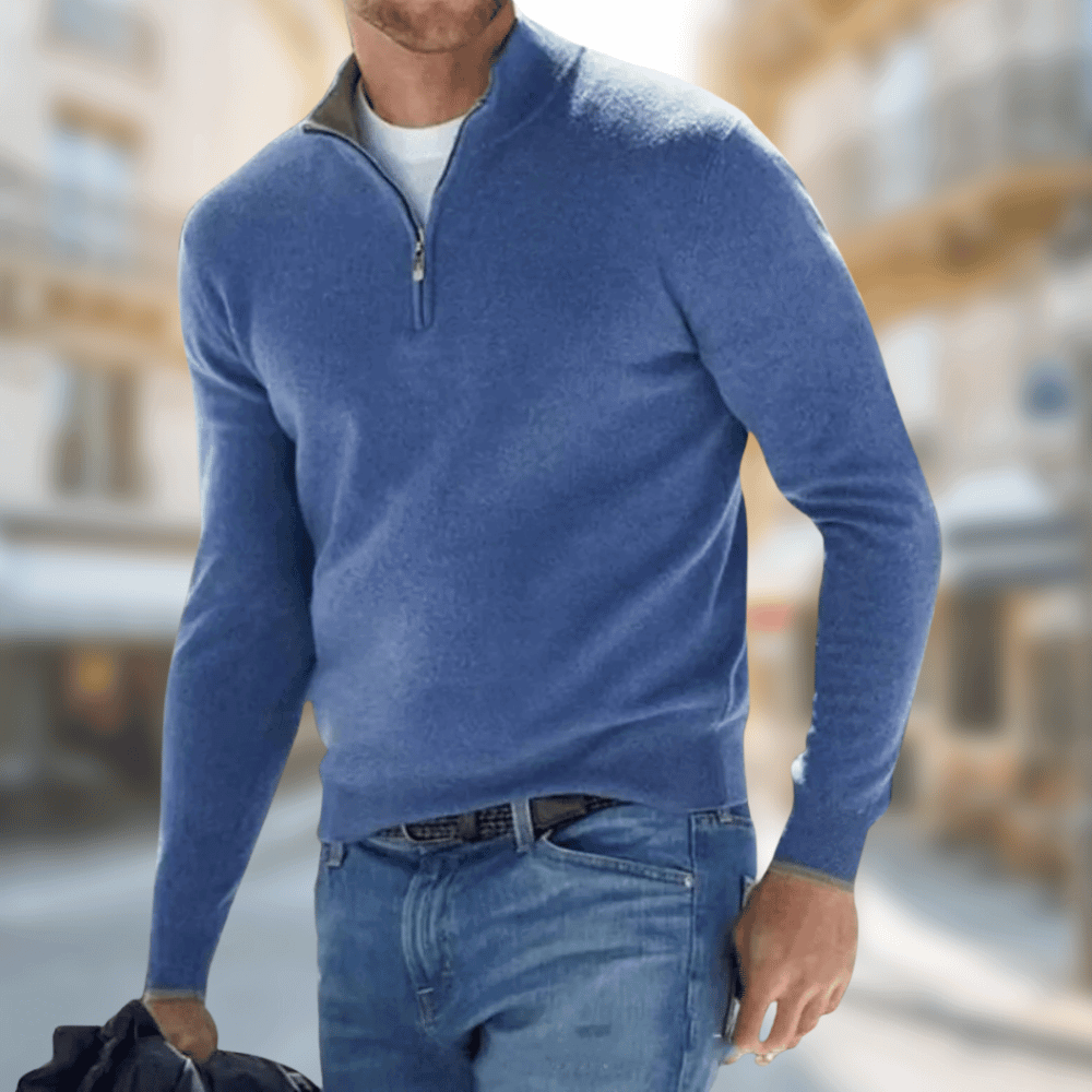 Herren Pullover Reißverschluss Kragen Sportlich - IdealeKleiden