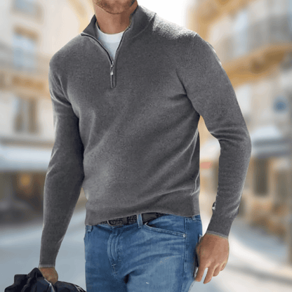 Herren Pullover Reißverschluss Kragen Sportlich