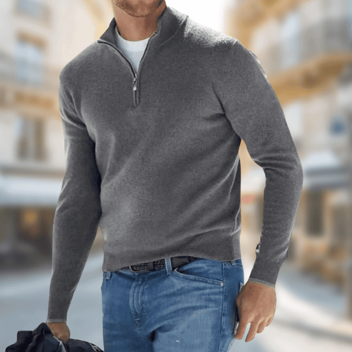 Herren Pullover Reißverschluss Kragen Sportlich