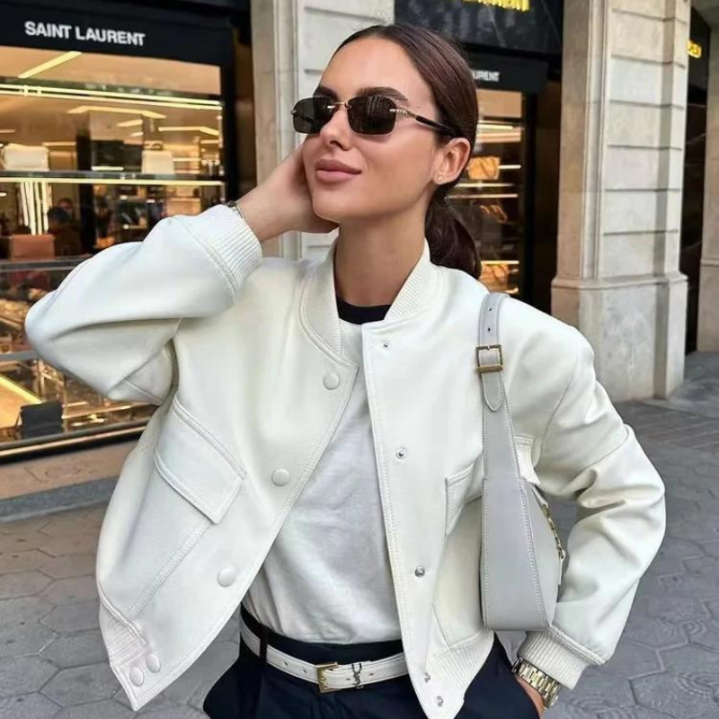Modische Bomberjacke mit Taschen Regular Fit Damen - IdealeKleiden