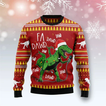 Weihnachtspullover 3D Dinosaurier Lustig Männer