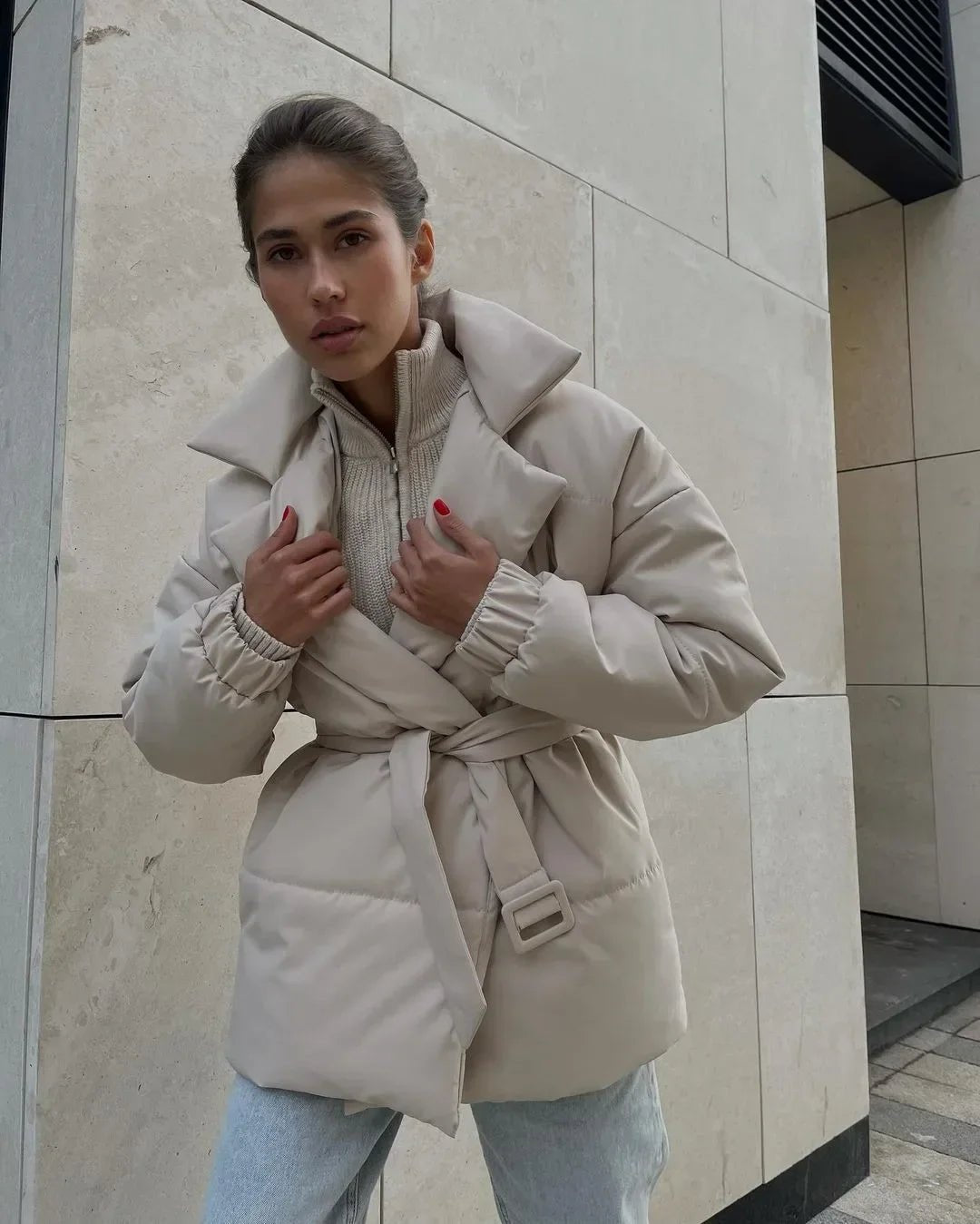 Elegante Pufferjacke Warm Isoliert