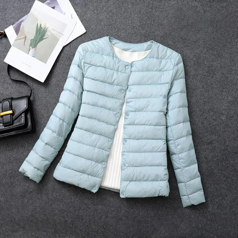 Leichte Daunenjacke Damen Rundhals Ausschnitt