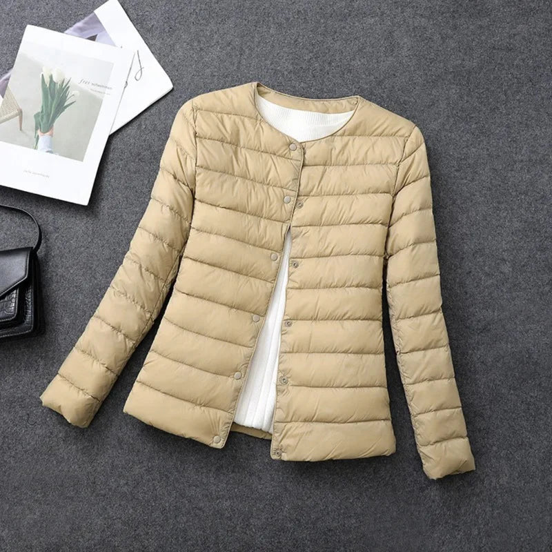 Leichte Daunenjacke Damen Rundhals Ausschnitt