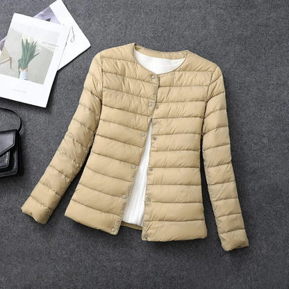 Leichte Daunenjacke Damen Rundhals Ausschnitt
