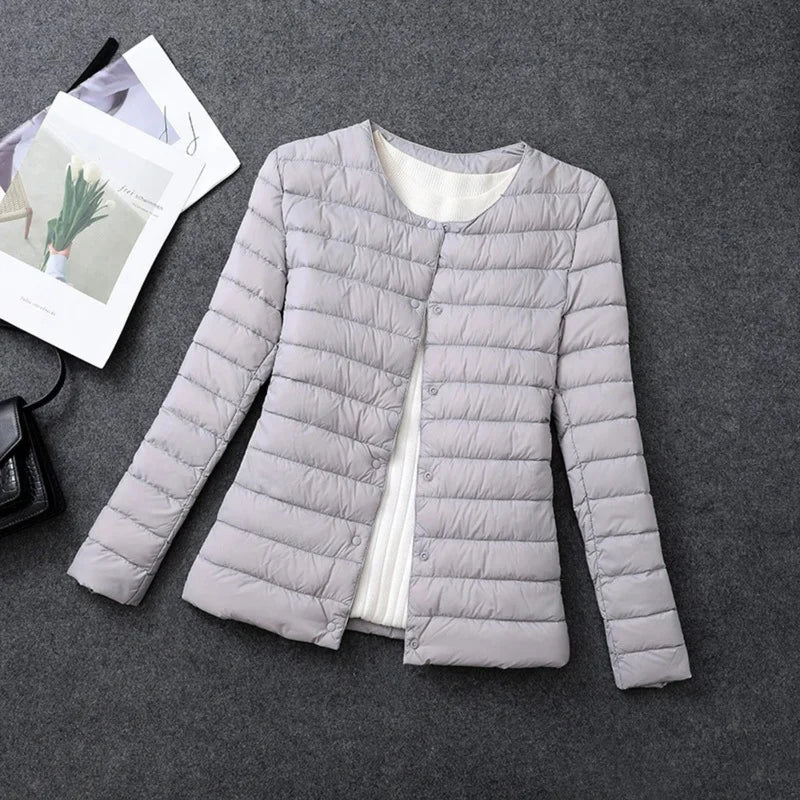 Leichte Daunenjacke Damen Rundhals Ausschnitt