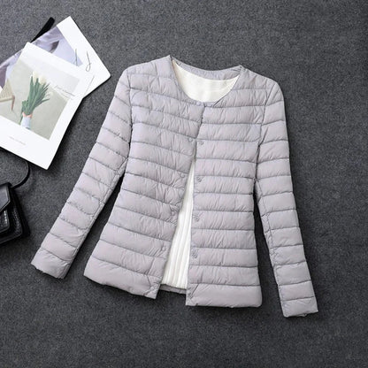 Leichte Daunenjacke Damen Rundhals Ausschnitt