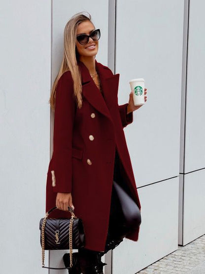 Damen Wolljacke Langärmlig Doppelknopf