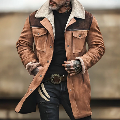 Lederjacke Mit Schafskragen Modern Geschnürt - IdealeKleiden