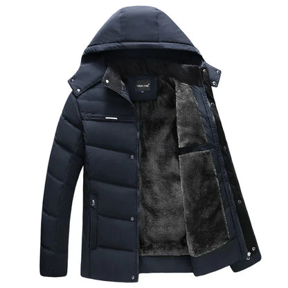 Herren Winterjacke Warm Elegant Schwarz