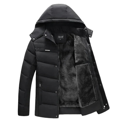 Herren Winterjacke Warm Elegant Schwarz