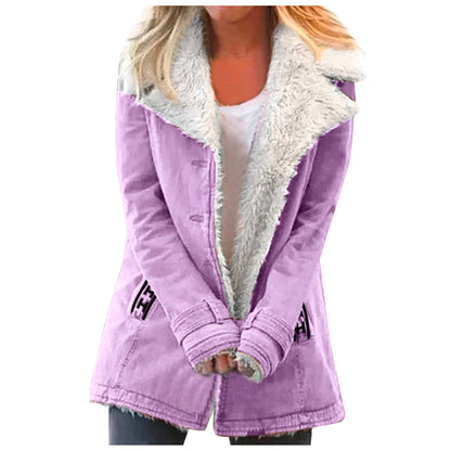 Damen Winterjacke Elegant Reverskragen Langärmlig