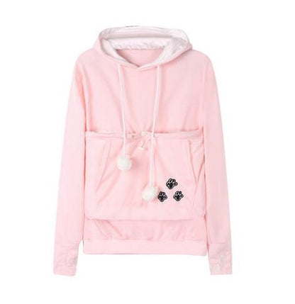 Praktischer Damen Pullover mit Kapuze und Tieretasche