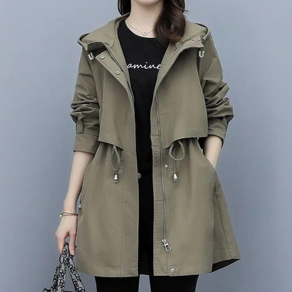 Herbstjacke Damen Kapuzenparka Schnürung Warm