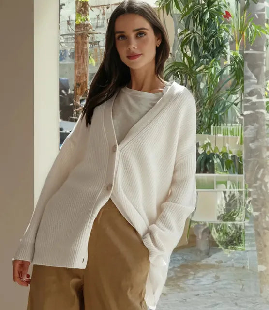 Luxus Strickjacke Kaschmir V-Ausschnitt Damen