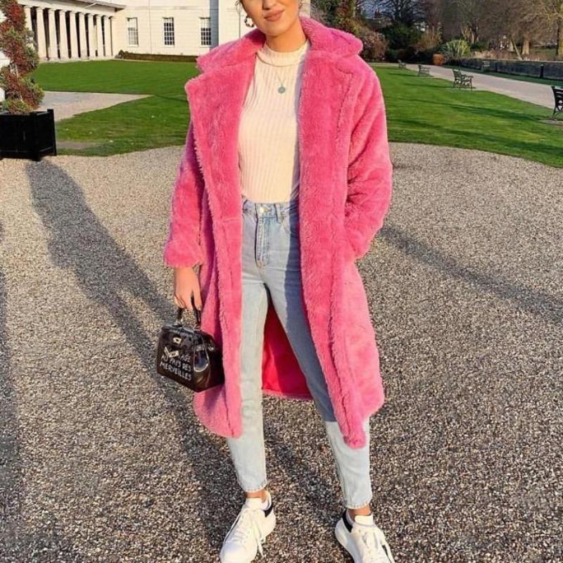 Lange Kunstpelzjacke Warm Elegant Cinderella