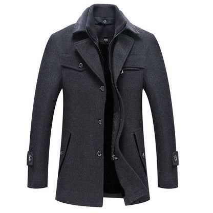 Herren Wollmantel Elegant Reißverschluss - IdealeKleiden