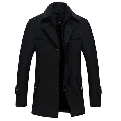 Herren Wollmantel Elegant Reißverschluss
