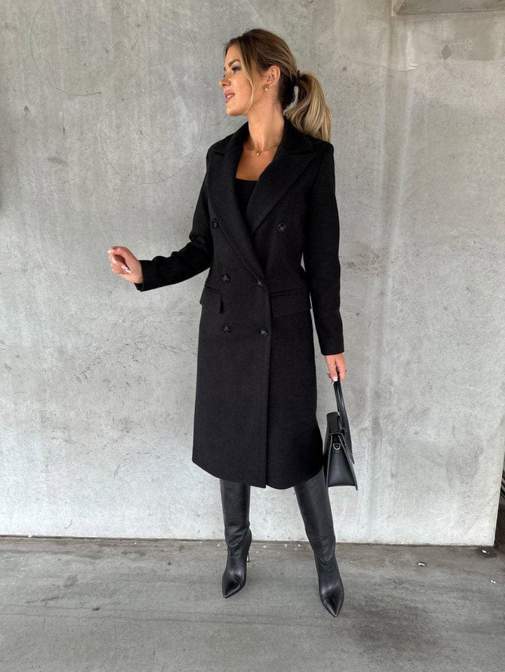 Herbst Mantel Lang Elegant Damen