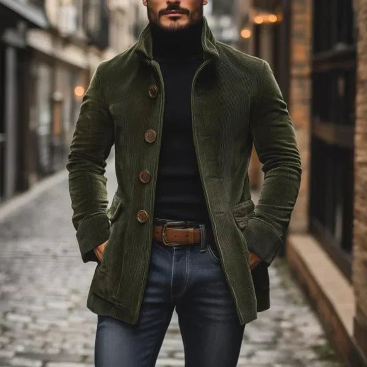 Eline - Cord-Manteljacke Hochkragen Damen - IdealeKleiden