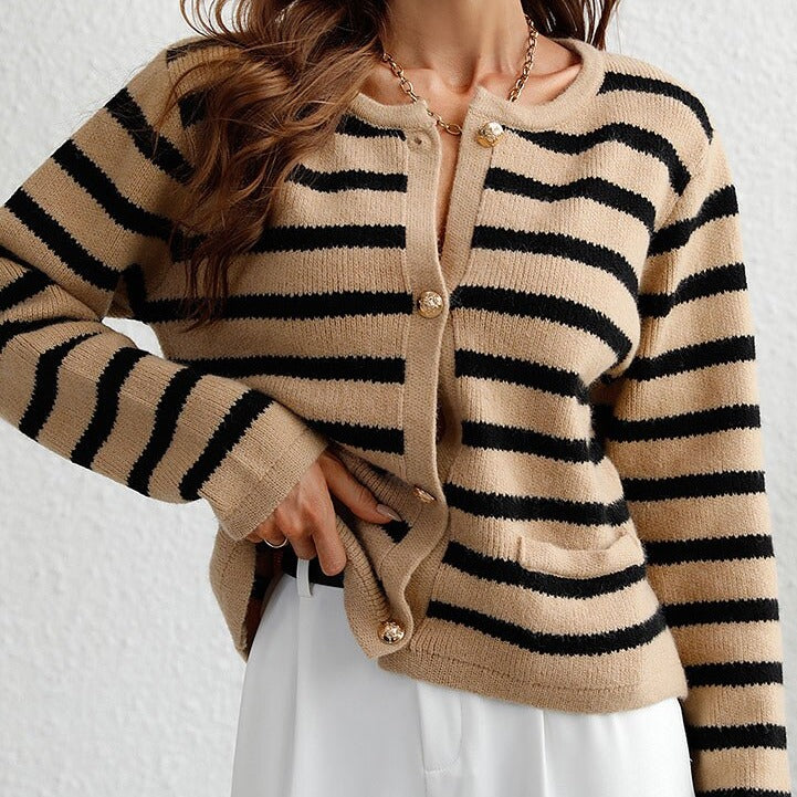 Damen Cardigan Streifenmuster Weich und Bequem