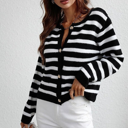 Damen Cardigan Streifenmuster Weich und Bequem