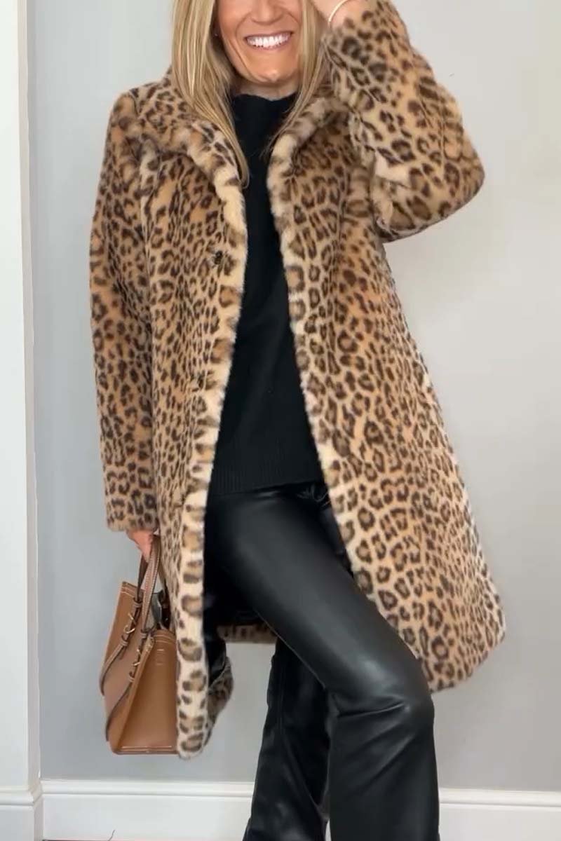 Elegante Damen Winterjacke Leopardenmuster Trendy