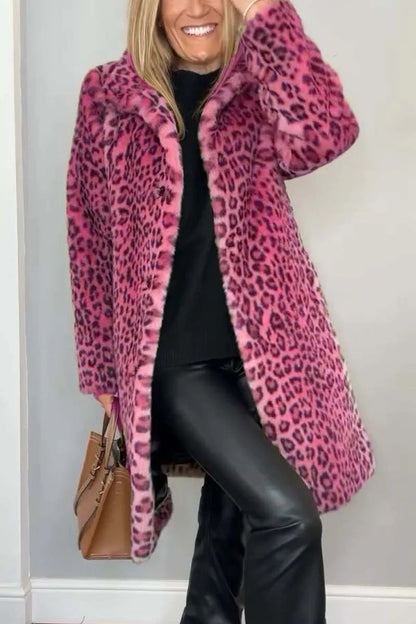 Elegante Damen Winterjacke Leopardenmuster Trendy