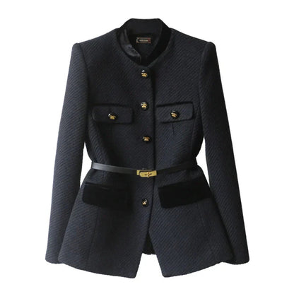 Eleganter Damen Wollmantel Mittellang Warm