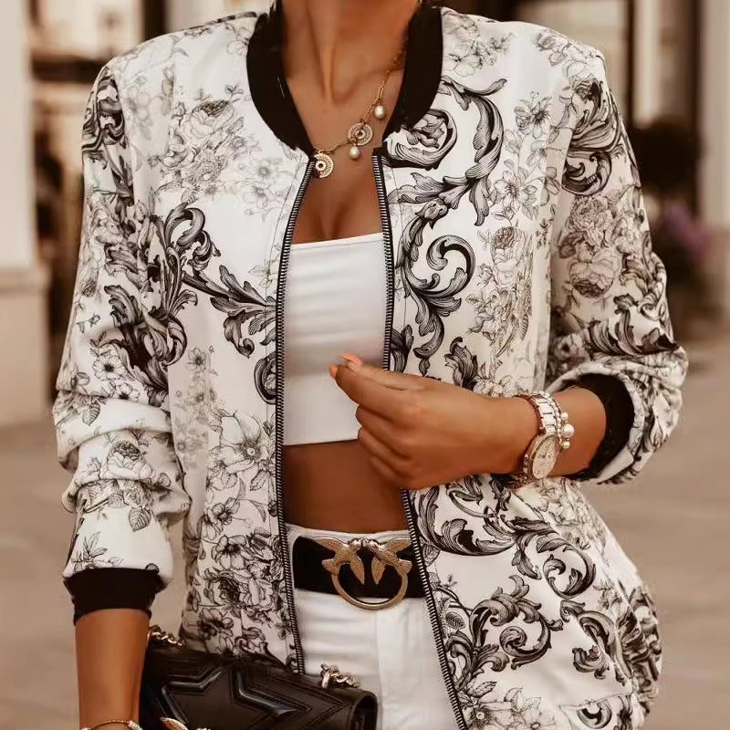 Sommerjacke Damen Blumenmuster Leicht
