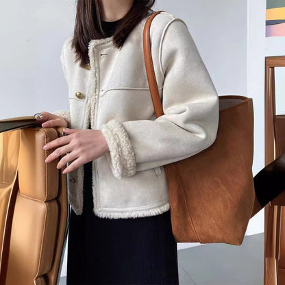 Eleganter Sherpa Mantel Damen - IdealeKleiden