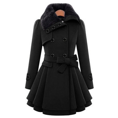 Eleganter Woll-Trenchcoat Damen Wintermantel