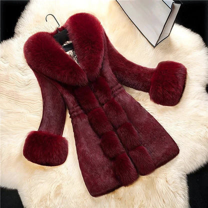 Warmes Winterkleid Lang für Frauen mit Kontrastkragen