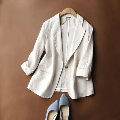 Eleganter Leinen Blazer Damen Minimal Chic