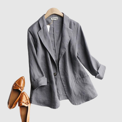 Eleganter Leinen Blazer Damen Minimal Chic