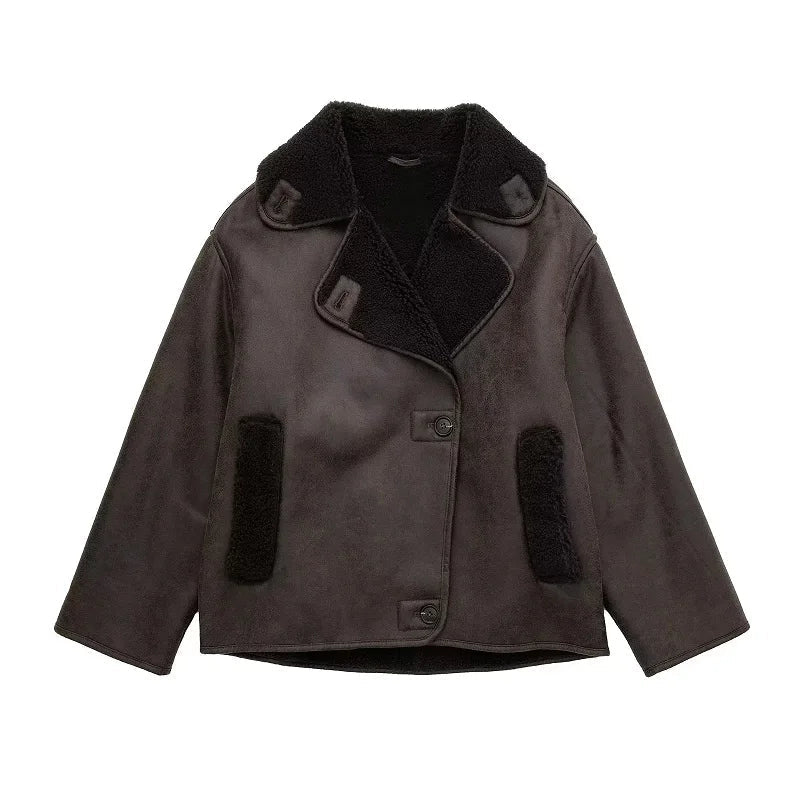 Elegante Damen Lederjacke Winterstil