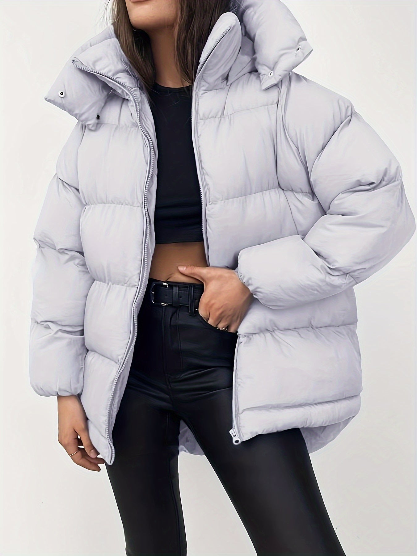 Stilvolle Damenpufferjacke Kurz Warm und Vielseitig