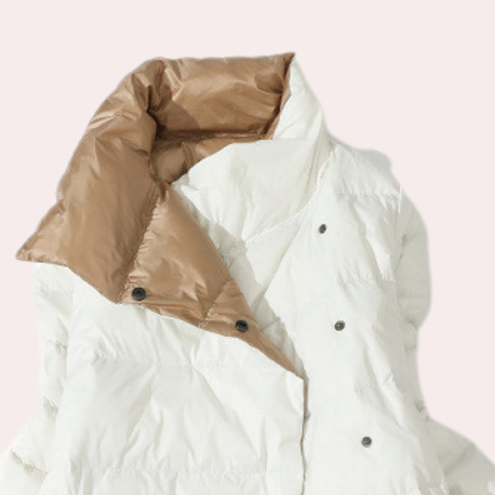 Damen Winterjacke Elegant Gepolstert Schwarz - IdealeKleiden