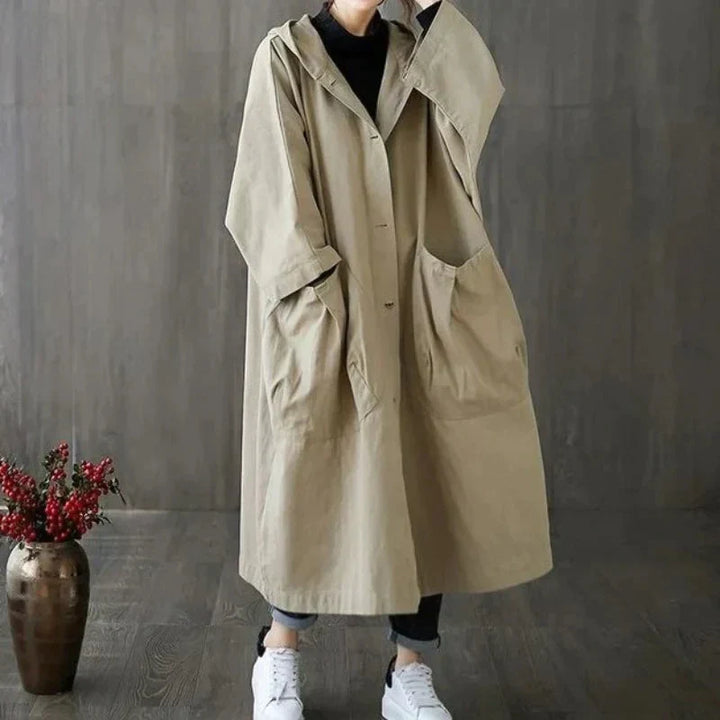 Eleganter Trenchcoat Lang Oversized Kapuze